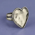 Vintage Sterling Silver Hammered Heart Ring Rustic Statement Size 9 7.7g
