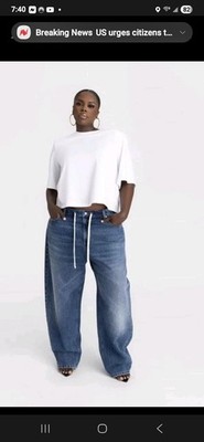 KBB by KAHLANA Women's Mid-Rise Barrel Leg 'The Lynnox Jean' - Dark Denim Sz 24W