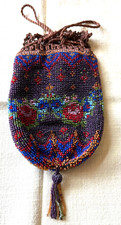 ANTIQUE BEADED 1920's DRAWSTRING PURSE