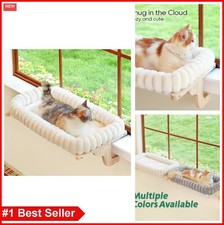 Cat Window Perch 4-Sided Bolster Orthopedic Hammock Solid Hardwood Metal Frame