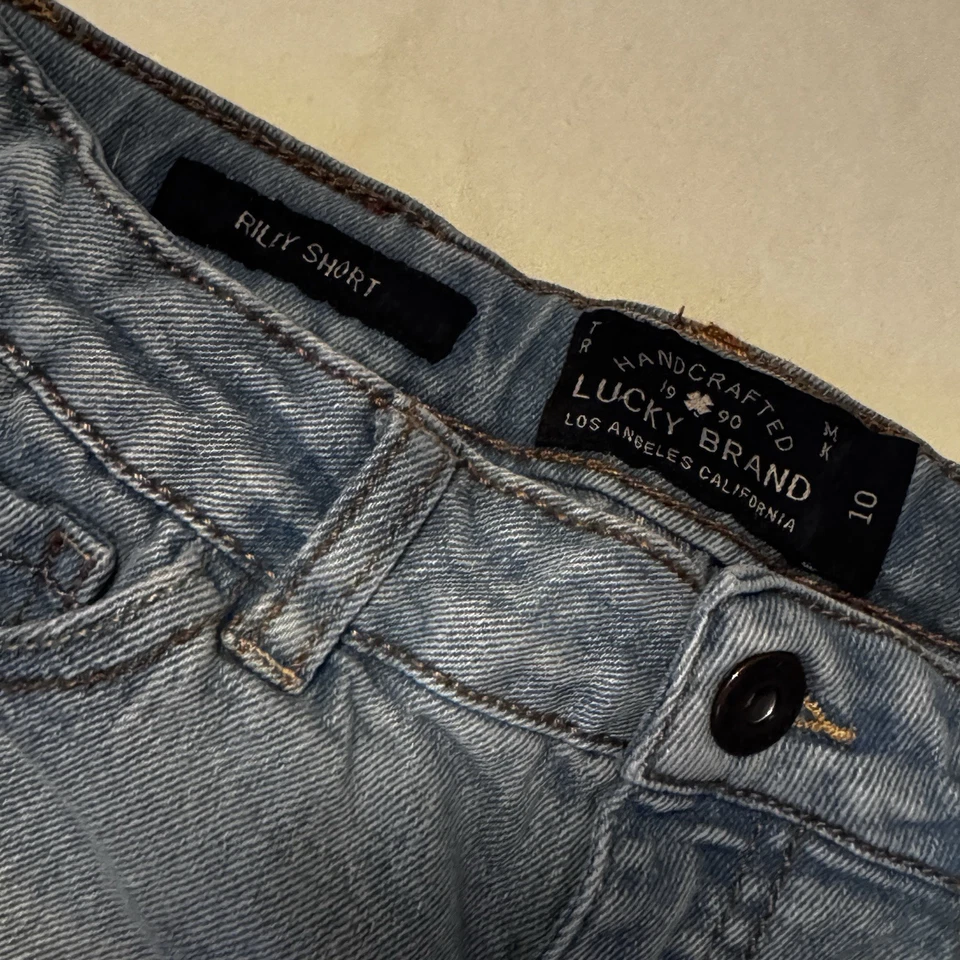 LUCKY BRAND Riley Jean Shorts Cut Off Cuffed Stretch Girls Sz 10 - Image 2 of 4