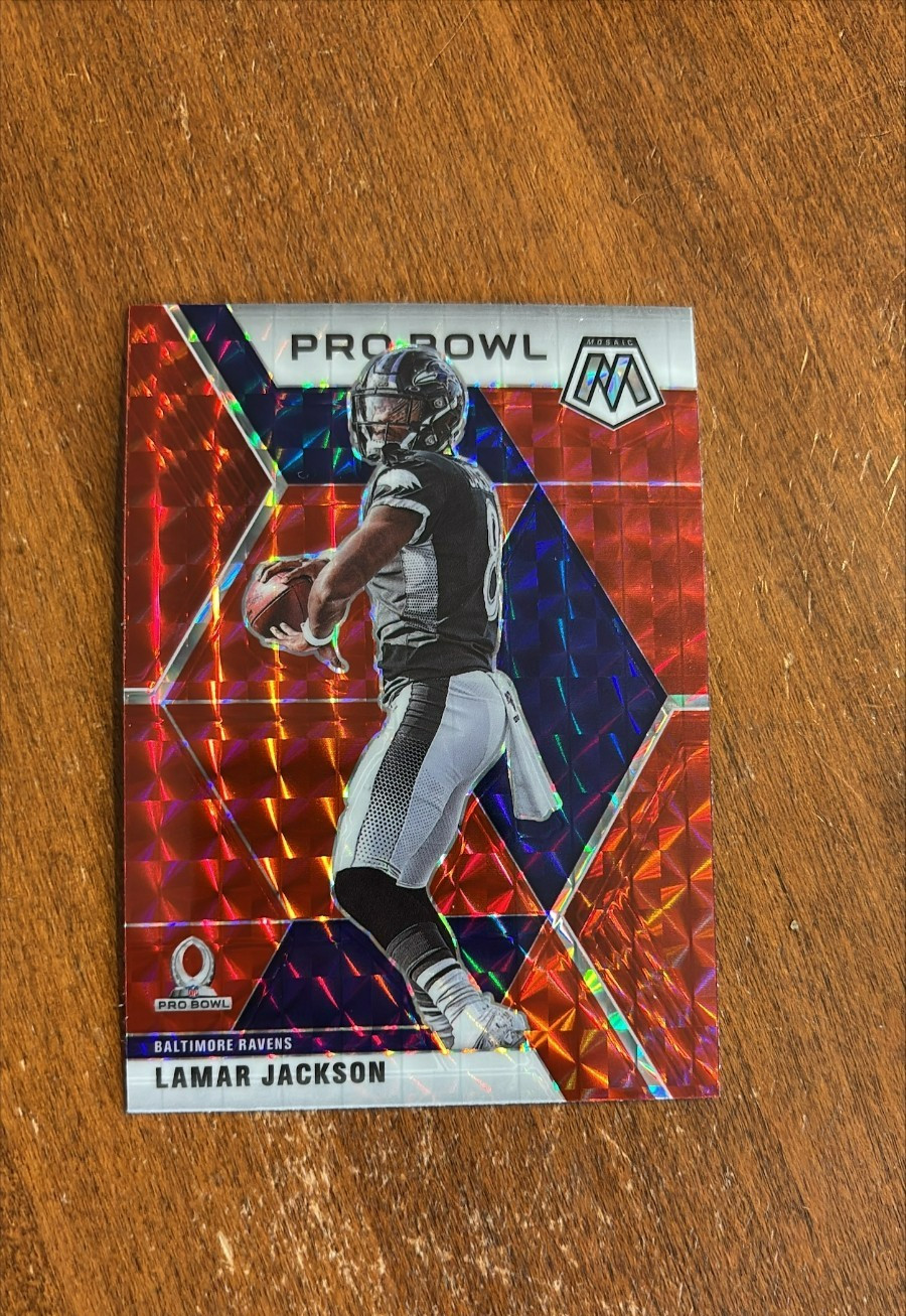 Lamar Jackson 2020 Mosaic Pro Bowl Red Prizm #251 Baltimore Ravens Louisville