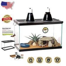 10 Gallon Reptile Habitat Kit: Desert Glass Terrarium w/ Heat Lamp