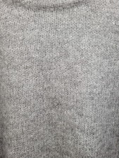 Gray Chunky-Knit Wool Blend Crew Neck Pullover Sweater Regular Fit Long Sleeve