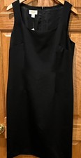 Talbots NEW Black Sleeveless Sheath Dress, Scoop Neck, Knee Length, Zip, 14