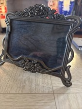 Vintage Ornate Photo Picture Frame Metal Art Nouveau Floral Vine 6x5 90s Rose   
