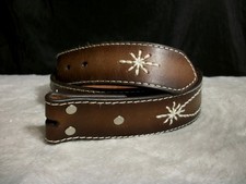 NOCONA N3410908 BROWN THICK WIDE LEATHER STITCH COWBOY WESTERN BELT MED FREE SH