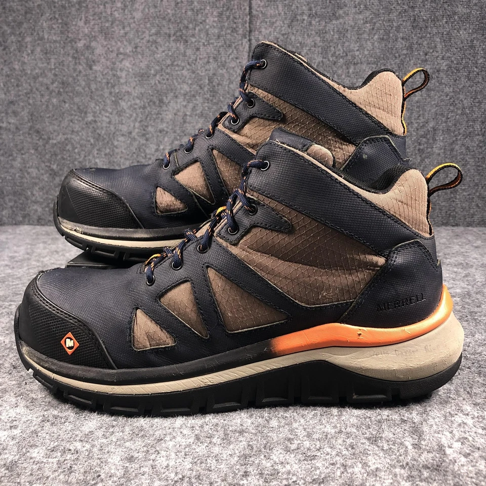 Botas de Trabajo Merrell Para Hombre Talla 11 Azul Marrón Medio Senderista Punta de Seguridad Resistentes al Deslizamiento Foto 3 de 4
