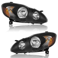Pair Headlights For 2003-2008 Toyota Corolla Black Housing Headlamps Wo Bulbs