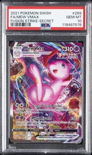 2021 POKEMON SWORD & SHIELD FUSION STRIKE SECRET #269 FULL ART/MEW VMAX PSA 10