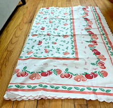 Vintage Olong Fruit Tablecloth & 12 Napkins EUC - Apples, Pears Oranges