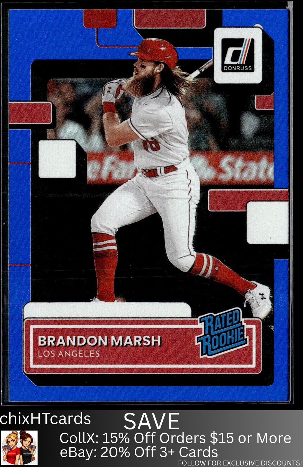 Brandon Marsh 2022 Donruss Holo Blue #41 RC Los Angeles Angels