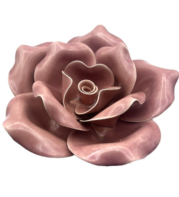 Pink Rose Ceramic Pottery Decorative Tabletop Shelf Desk Art Figurine Paula West