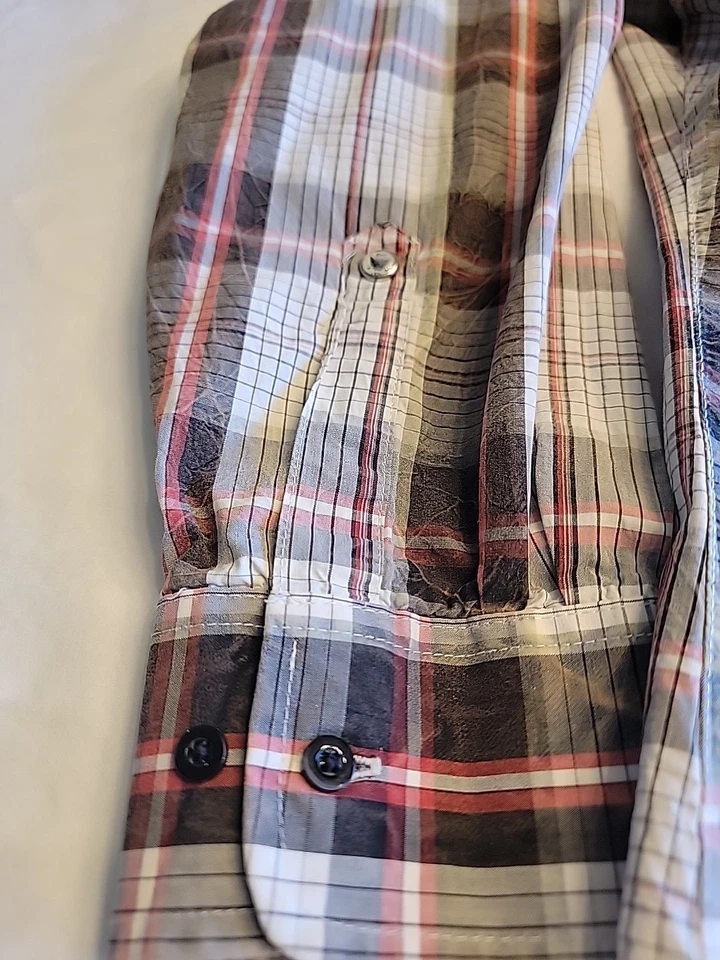 Camisa Wrangler Rock 47 Western Para Hombre XL Marrón Tostado Rojo Bordada Talla XL Foto 4 de 4