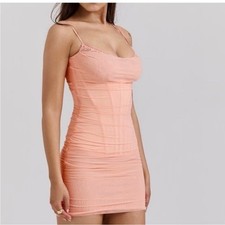 NEW House of CB Juno Sorbet Corset Mini Dress in Papaya Size Medium Tall NWT