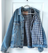 Vintage Levis Flannel Lined Denim Trucker Jacket Made In USA Oversized XL 90s