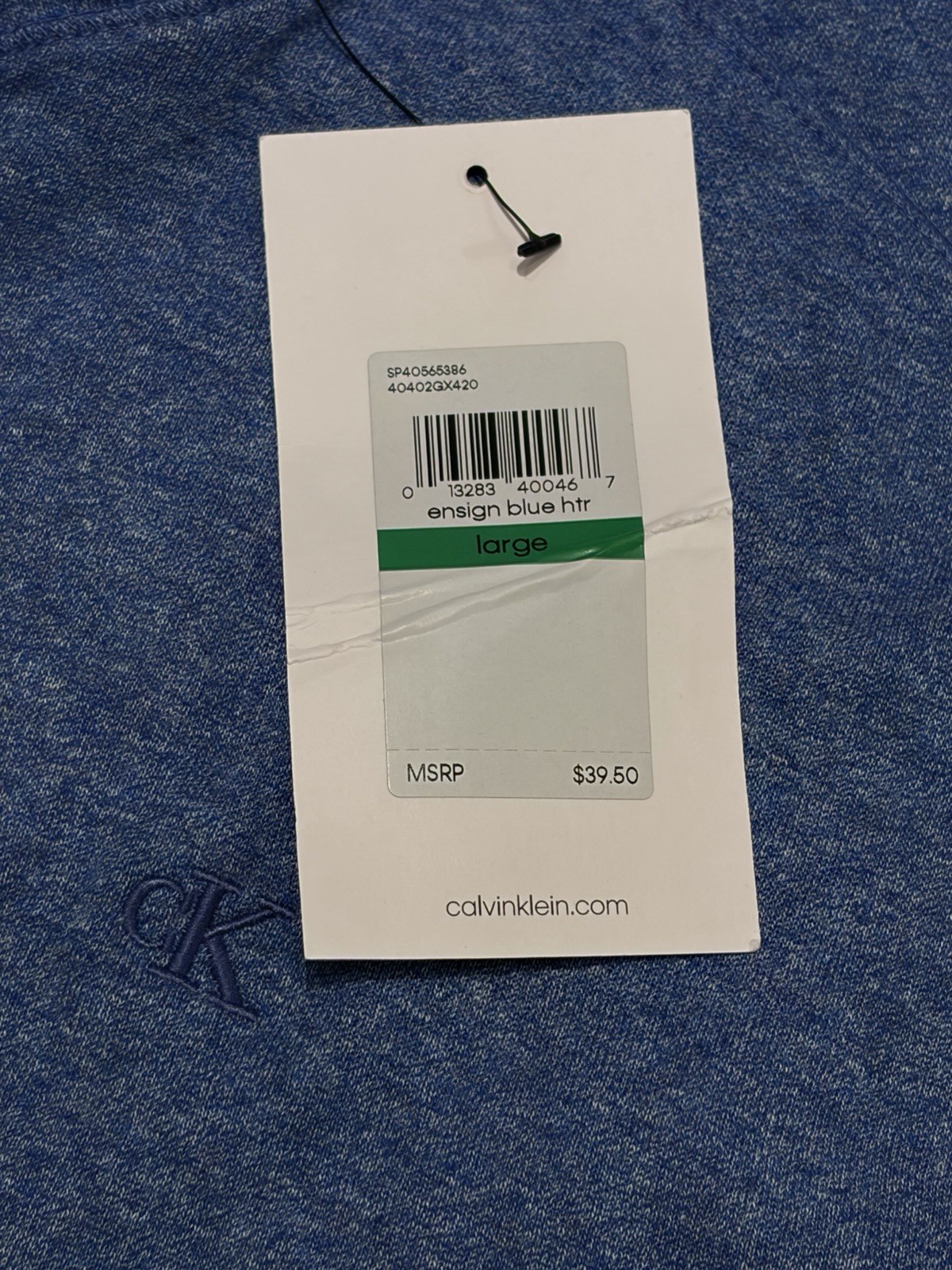 Calvin Klein Jeans Ensign Blue Heather Henley Men's Lightweight T-Shirt Large thumbnail 5