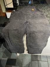 Carhartt Men's Black Bib Overall - Size 44x30 R02 BLK Double Knee Insulated