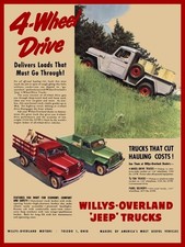 1948 Willys Overland Jeep Pickup Stake Bed Trucks New Metal Sign 12x16