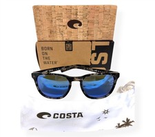 Costa Del Mar Sunglasses Sullivan Shiny Black Kelp Blue Polarized Glass w/case
