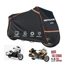 420D Heavy Duty Motorcycle Cover Waterproof Outdoor, Black-XXXL 104 51 51 