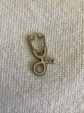 Doctor Nurse Health Medical Care Stethoscope Hat Bag Lapel Pin Pink Silver Tone