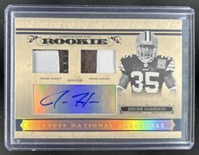 2006 National Treasures Jerome Harrison Dual Jersey Rookie RC Auto Gold #/30