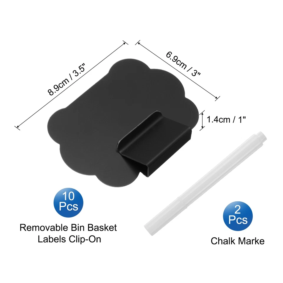 Basket Labels, 10Pcs Bin Basket Labels Clip-On with 2Pcs White Pens, Wave-Like Foto 2 de 4