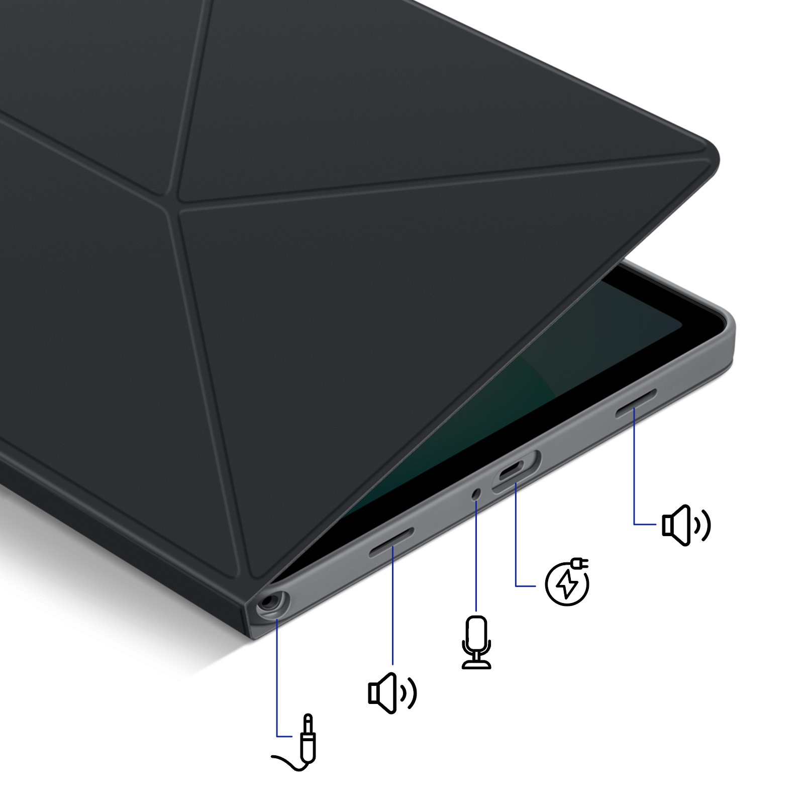 Étui pour Galaxy Tab A11 Plus avec support multiposition et rabat intelligent noir - 4