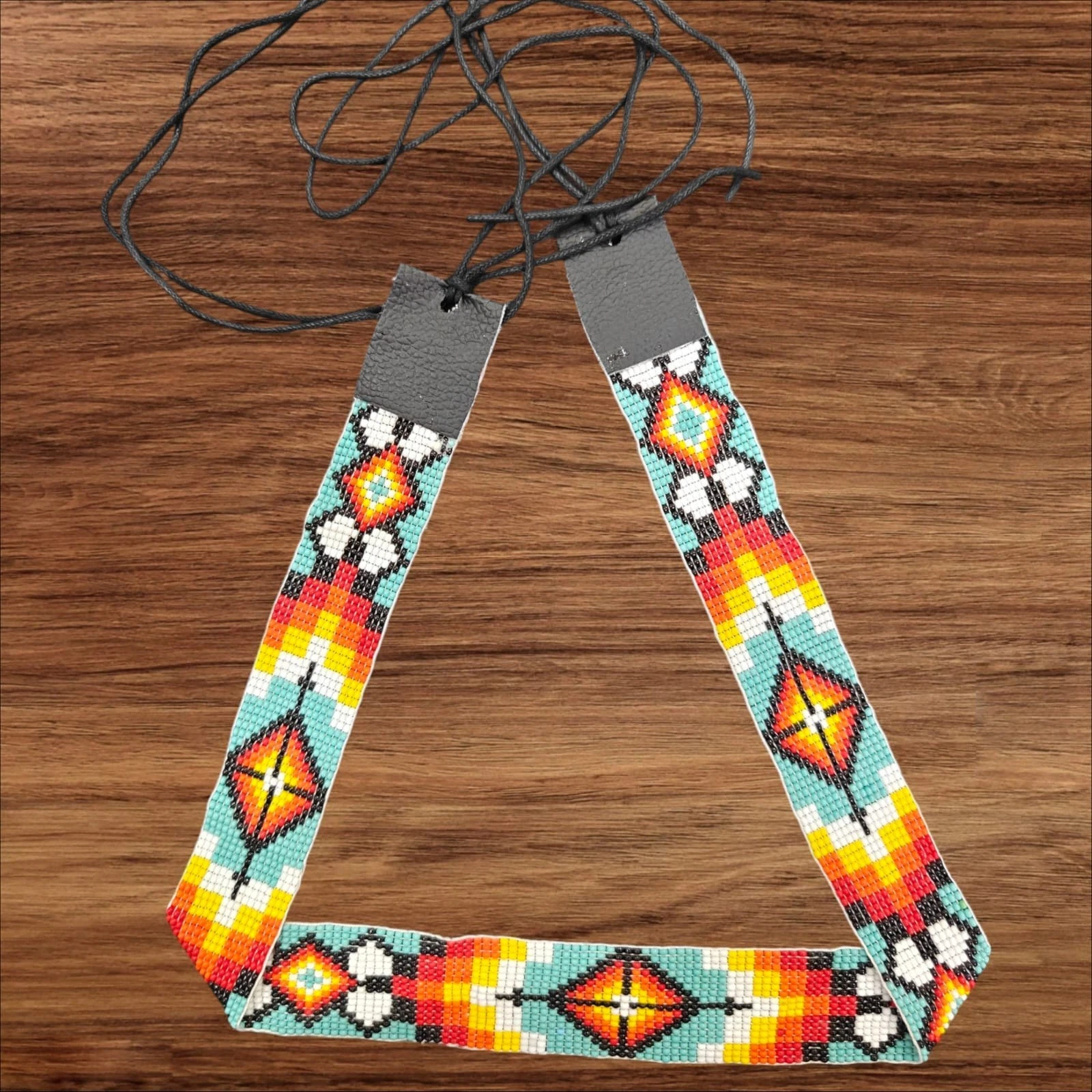 Beaded Hat Band Geometric Southwestern Pattern Cowboy Rode Handmade hatband