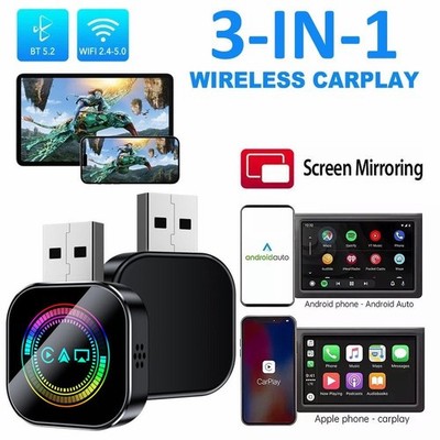 Wireless CarPlay Adapter 3in1 AirPlay MirrorLink Navi Musik Auto iOS Android
