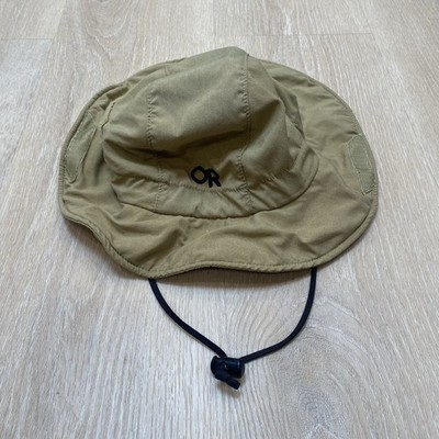 Outdoor Research Hat Boonie Fitted Mens Medium Khaki Tan Chin Strap VTG Made USA