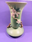 Vintage Green 10" Roseville Pottery Apple Blossom Pattern Vase 388-10