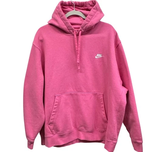 Nike Hoodie Mens 2XL Pink Club Fleece Pullover Sweatshirt Swoosh BV2654-684
