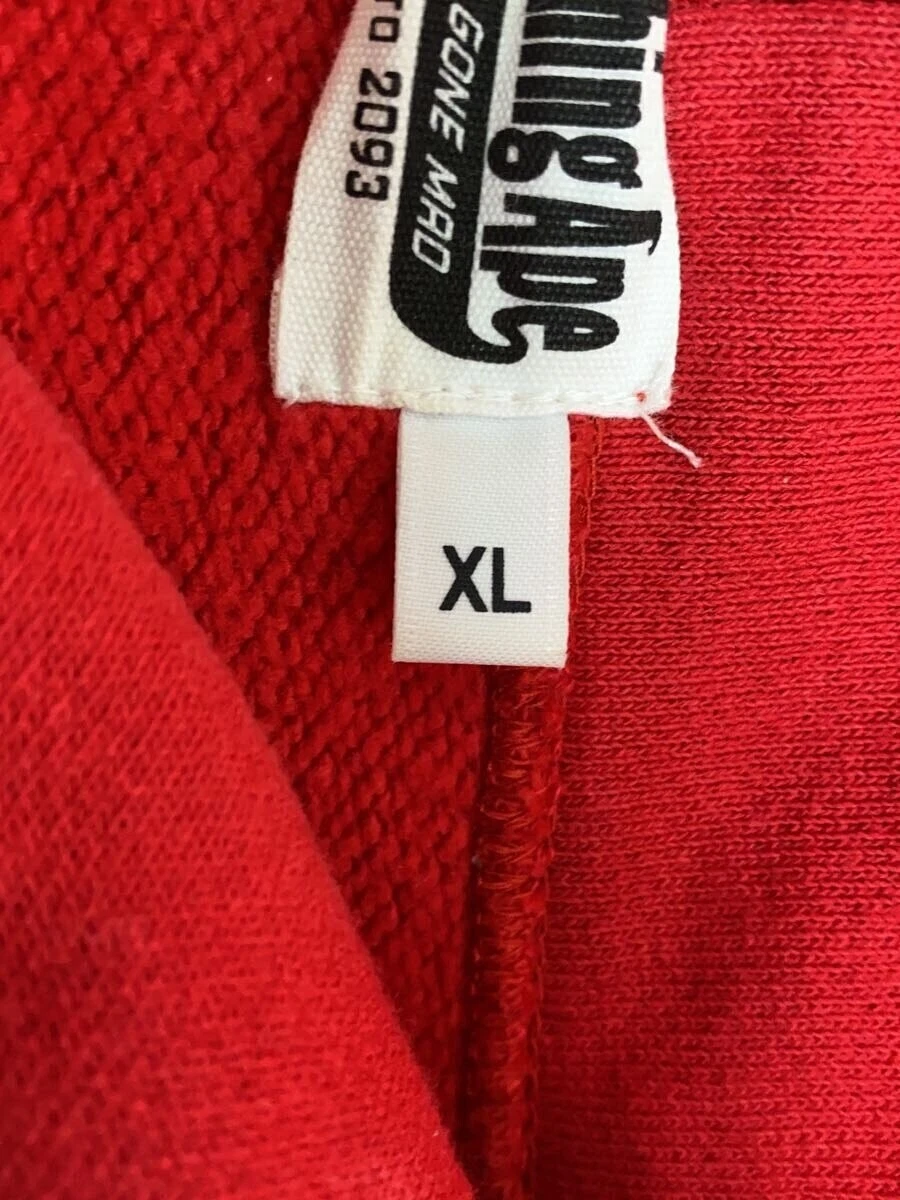 A BATHING APE (BAPE) Felpa con cappuccio A BATHING APE XL cotone ROSSO 001PPD301001X