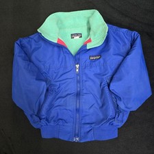 VTG Rare 1980's Patagonia Synchilla Teal Fleece Shelled Jacket USA Unisex Kids 6