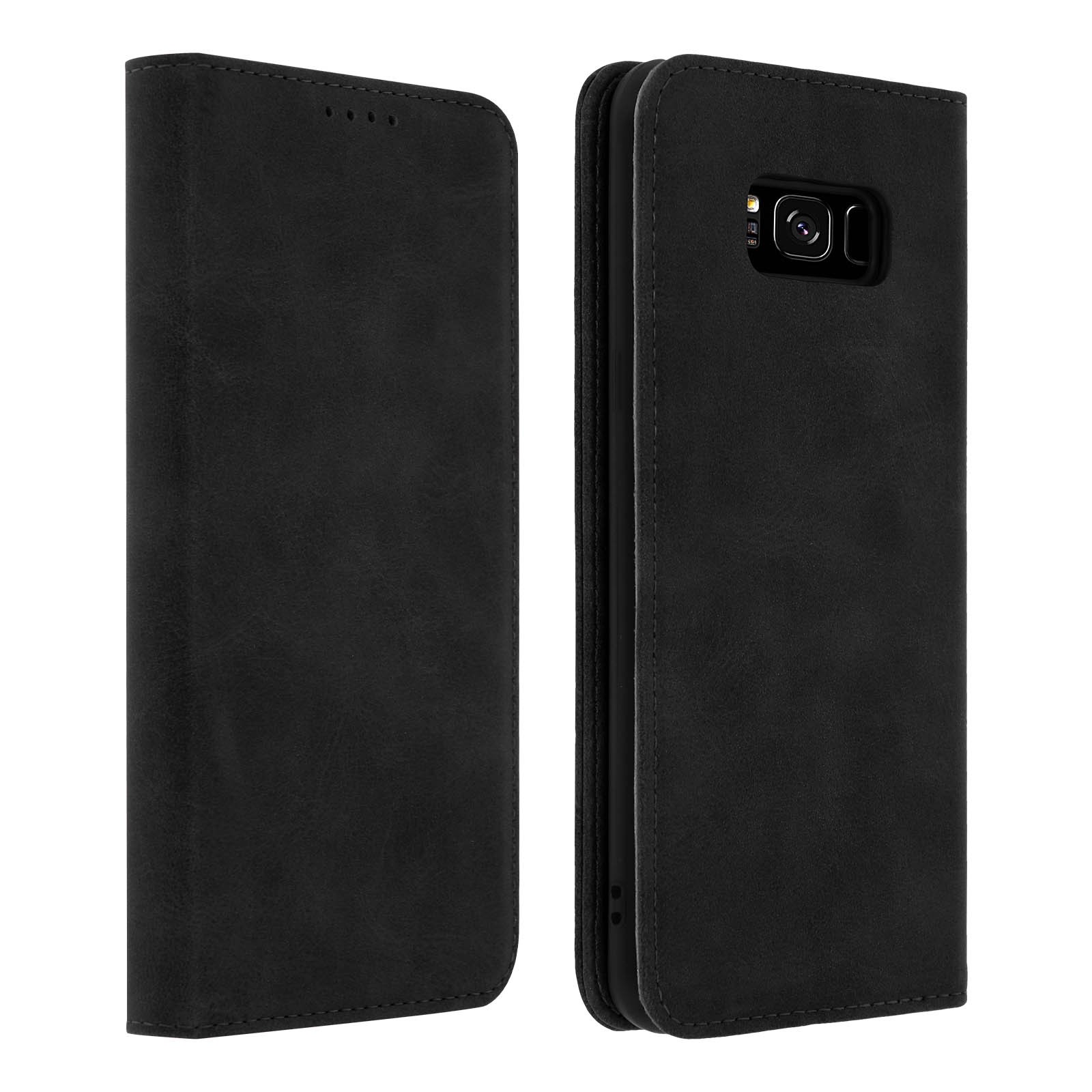 Coque Galaxy S8 Plus noire avec porte-carte et support silicone
