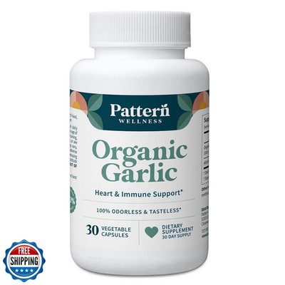 Pattern Wellness Odorless Organic Garlic - 1000mg - Supports Circ