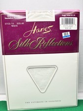 4 Vintage Hanes Silk Reflections Silky Sheer Sandalfoot Pantyhose Size AB White