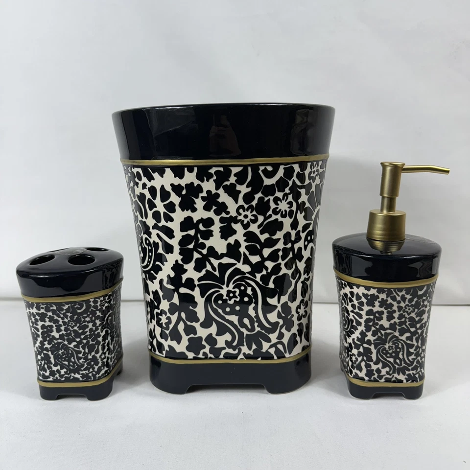 Juego de 3 baños de cerámica vintage Tommy Hilfiger azul Sheldon cachemira 2001 Y2K Foto 2 de 4