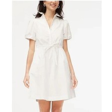 J Crew White Puff Sleeve Tie Waist Mini Dress Plus Size 20 New
