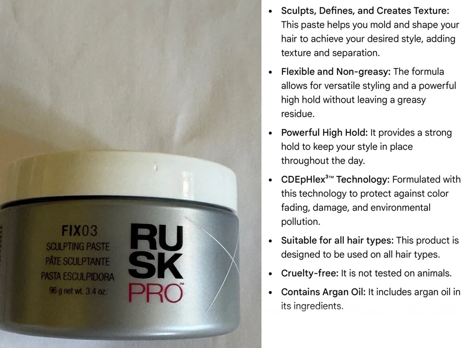 Rusk Pro Polish 03 & Fix 03 Bundle 3.4 Oz Ea. Cera brilhante e pasta de escultura selada - Imagem 4 de 4