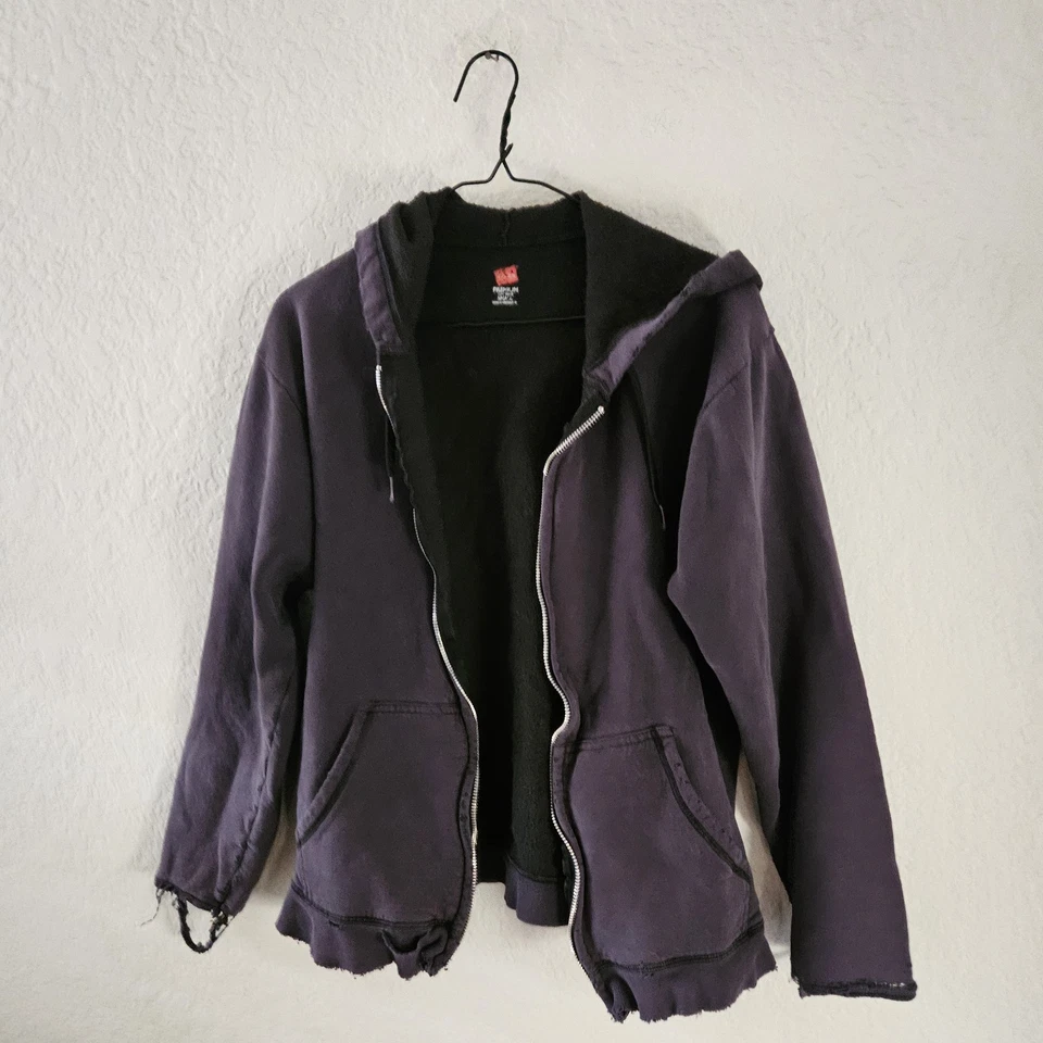 DOZAL Distressed & Faded Full Zip Hoodie Hooded Sweatshirt sz S - Image 3 of 4