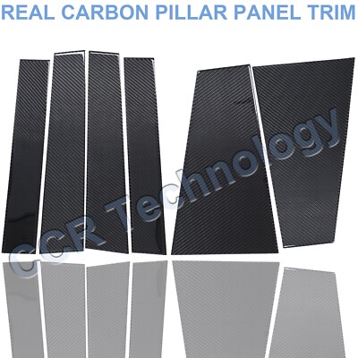 6PCS Gloss Real Carbon Fiber Window Pillar Panel Trim Cover Fits 21-25 Sienna
