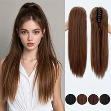 Women'S Mid-Length Straight Ponytail Extension Clip-In Hair Accessory Synthetic