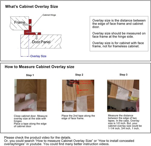 10 Pack Cabinet Door Hinges Overlay Soft Close Face Frame 105° Compact Handware - Picture 3 of 16
