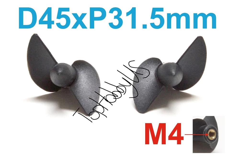 TOPHOBBYUS 1 Set D45mmxP31.5 Left & Right Boat Propellers, M4 Threaded RC Model (US SELLER)