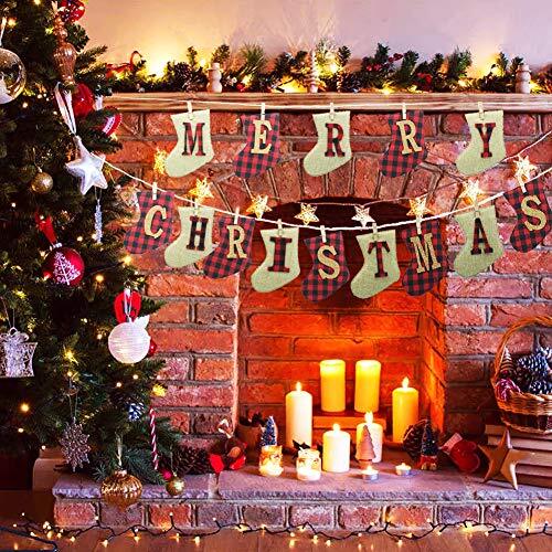 Christmas Banner Red Shinning Bunting Hanging for Family Xmas Party Decoration - Picture 3 of 7