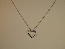 10K White Gold Diamond Heart Necklace