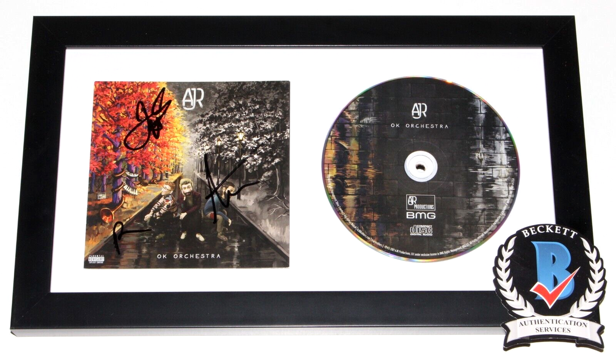 AJR BAND SIGNED 'OK ORCHESTRA' FRAMED CD COVER ALBUM BECKETT COA